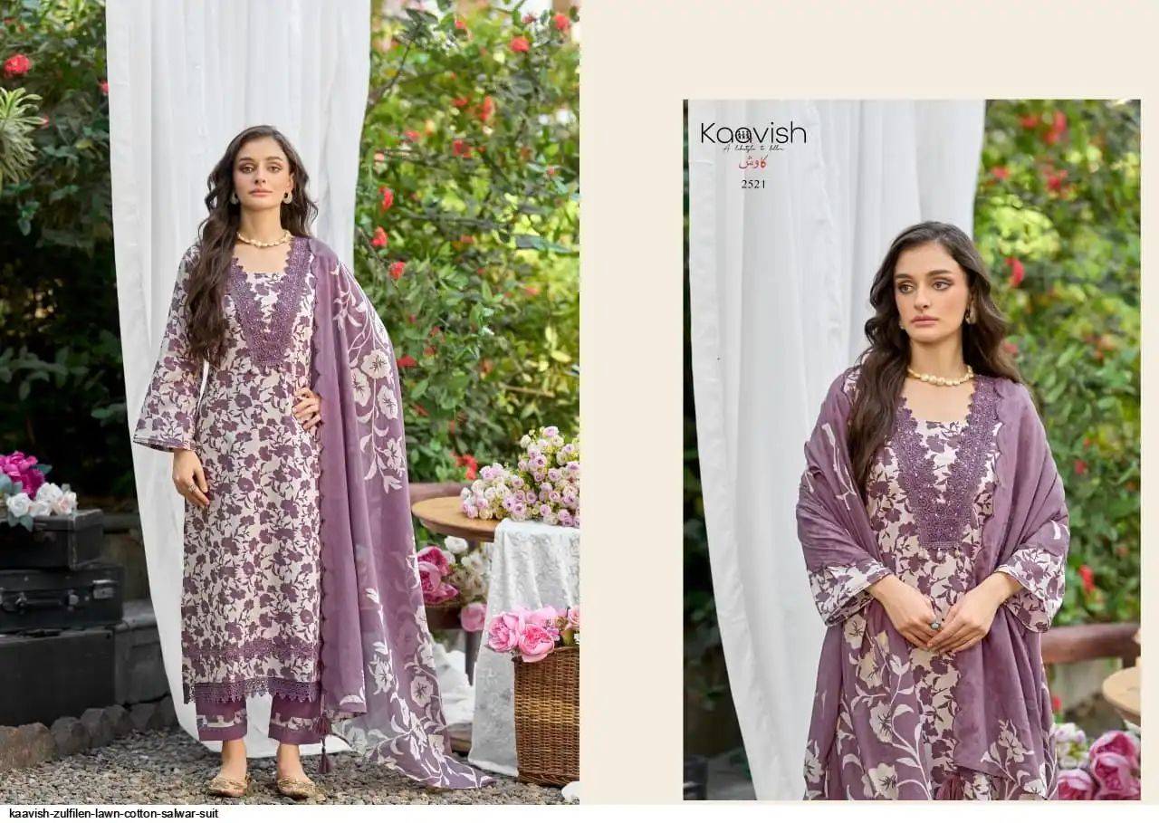 ZULFILEN By Kaavish 2521 To 2524 Series Stylish Beautiful Colourful PURE LAWN COTTON Dresses At Wholesale Price